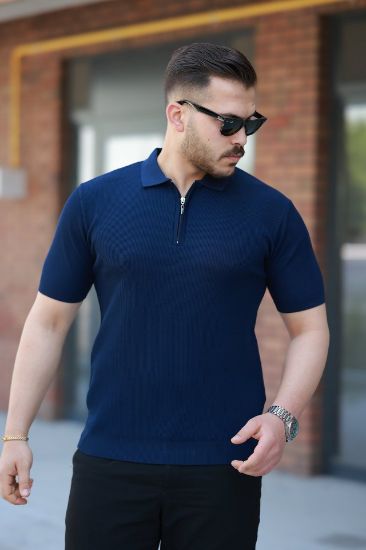Erkek Fermuarlı Yakalı Kısa Kollu Tshirt resmi
